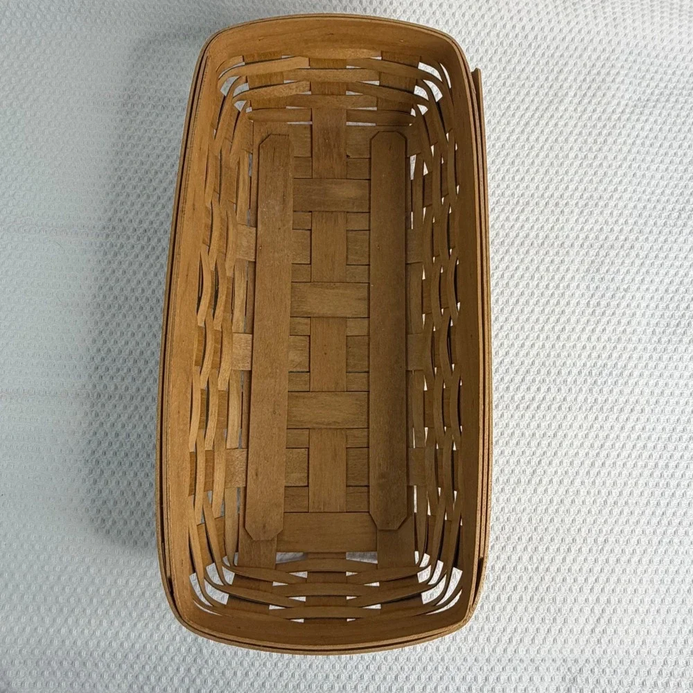 Bradford Basket Company Handwoven Wood Basket USA 1998 Rectangular Natural Brown
